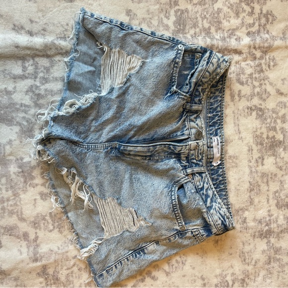 Garage Light Blue Distressed Jean Shorts - Picture 1 of 2